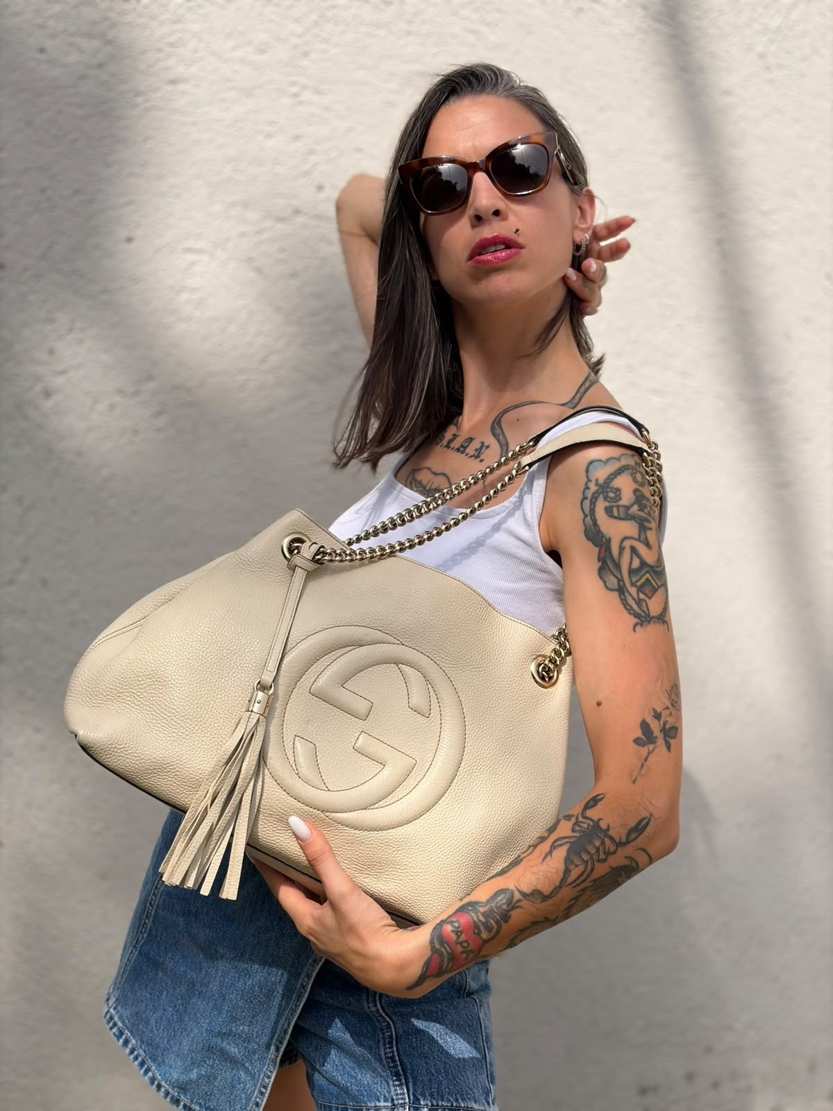 Borsa Gucci Soho avorio