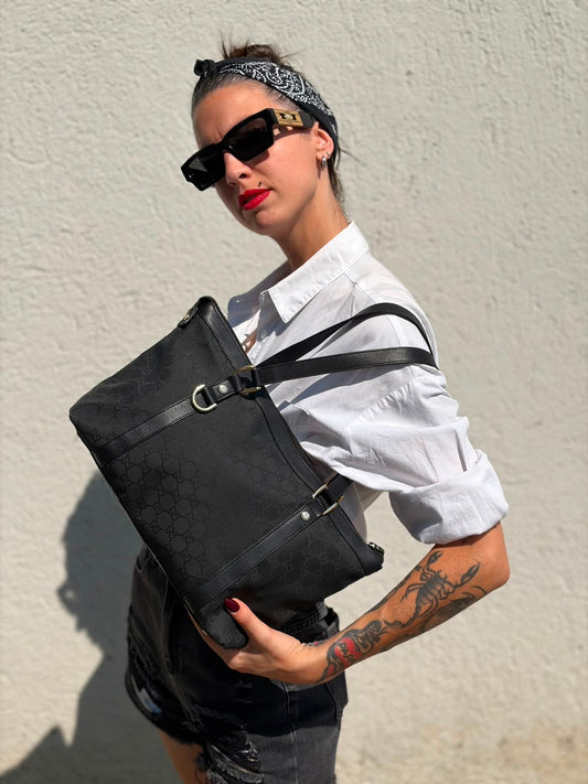 Shopper Gucci D-Ring nera