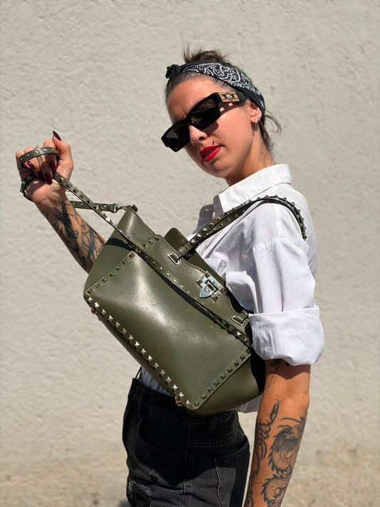 Shopper Valentino Garavani Rockstud verde
