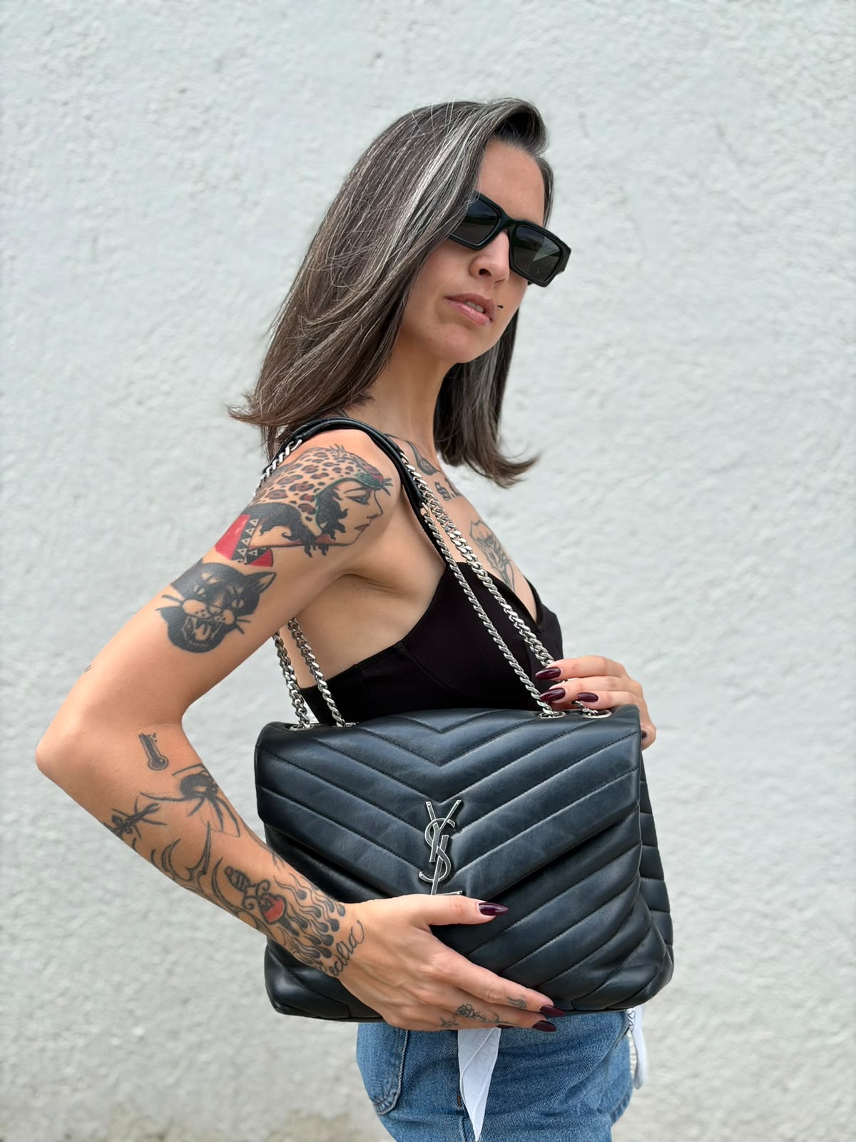 Borsa LouLou Media Saint Laurent nera