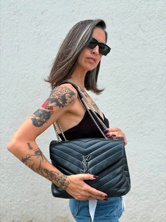 Borsa LouLou Media Saint Laurent nera