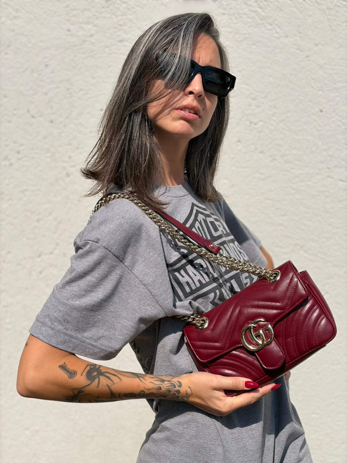 Borsa Gucci Marmont misura piccola bordeaux