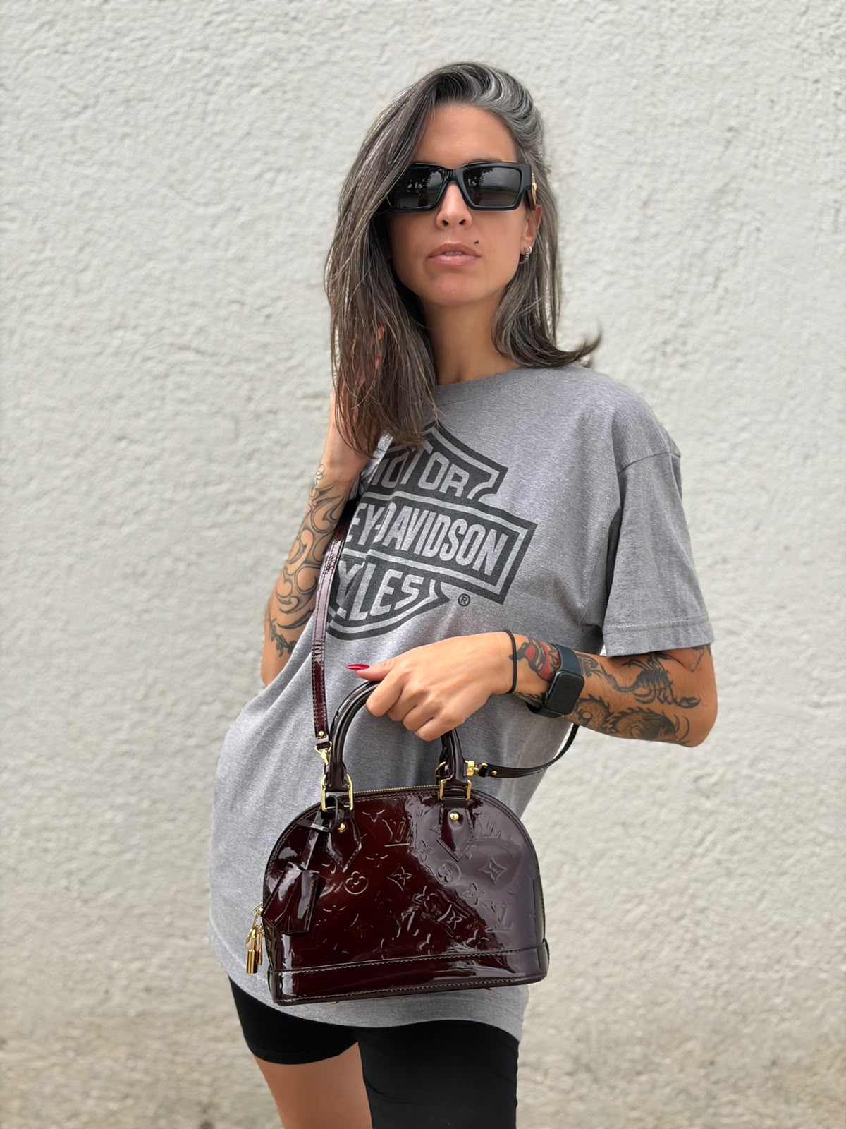 Borsa Alma BB Vernis Louis Vuitton amaranto