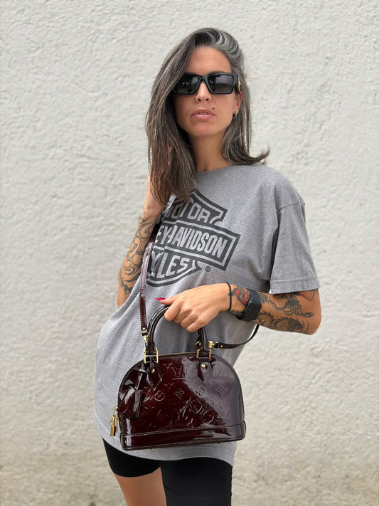 Borsa Alma BB Vernis Louis Vuitton amaranto