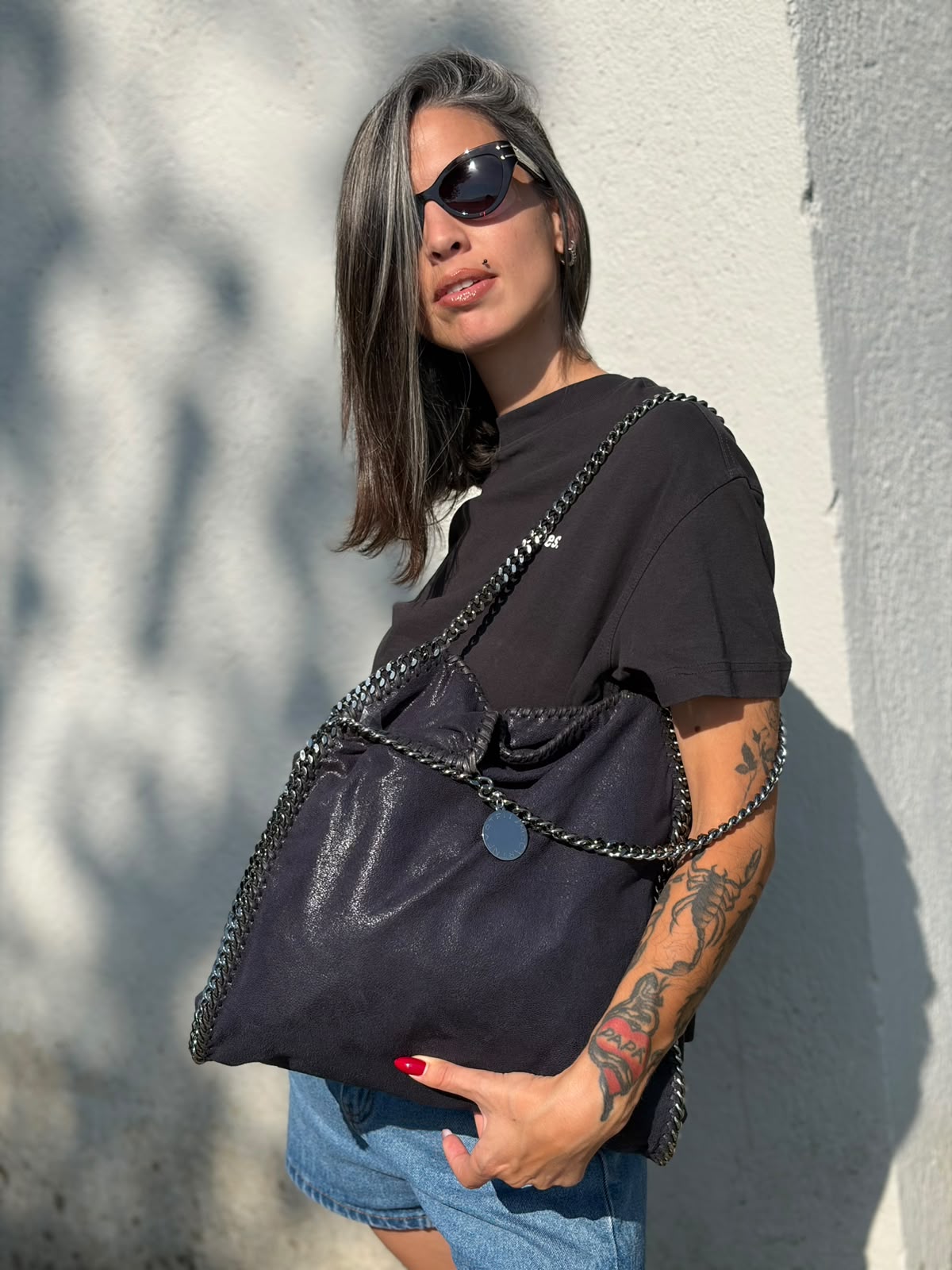 Fold over tote Falabella Stella McCartney blu notte