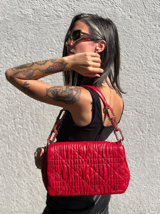 Borsa Christian Dior Cannage Delidior rossa