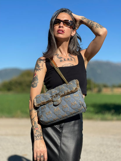 Borsa Pinko Love puff denim