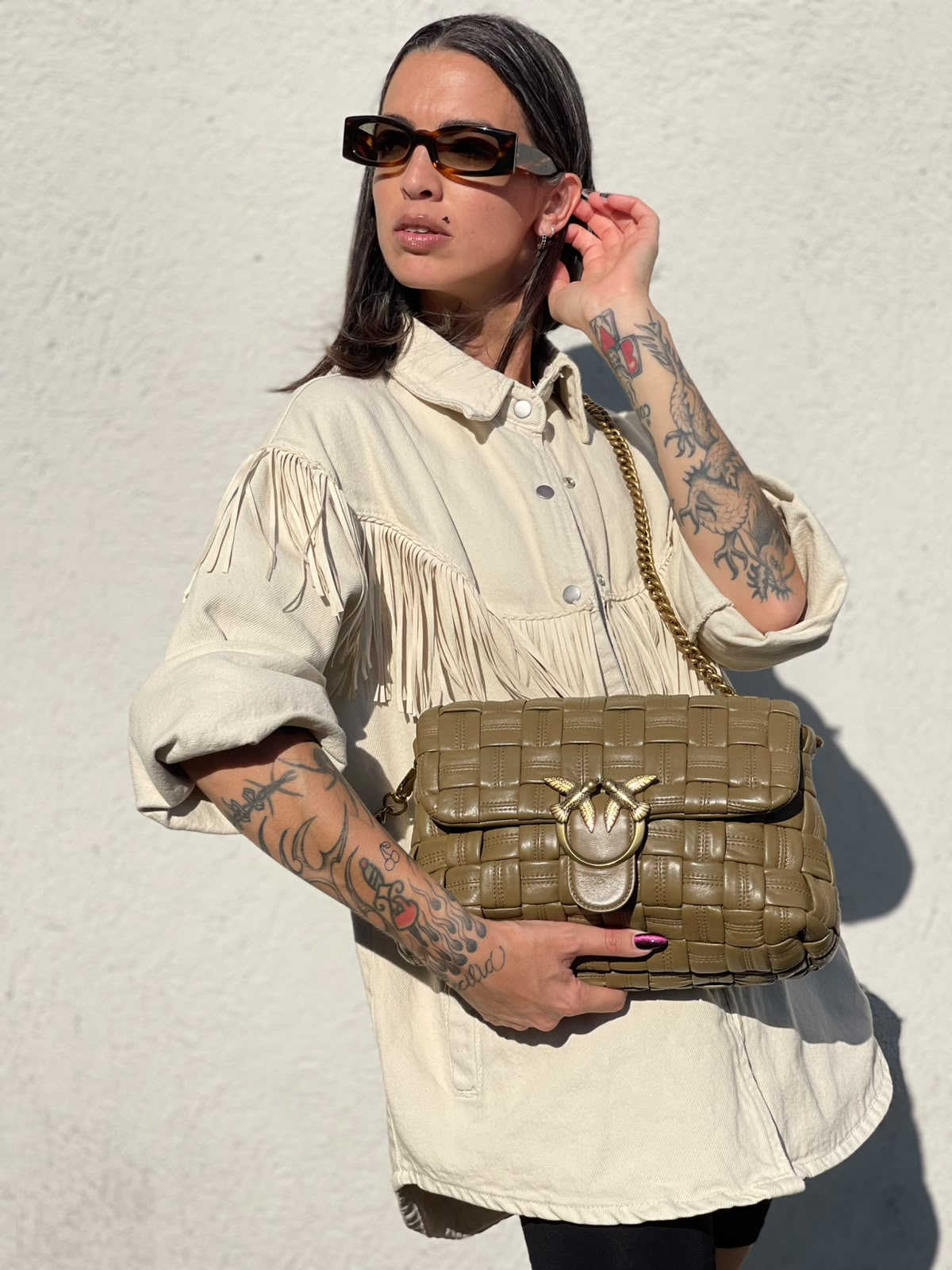 Love Puff Weave Pinko verde