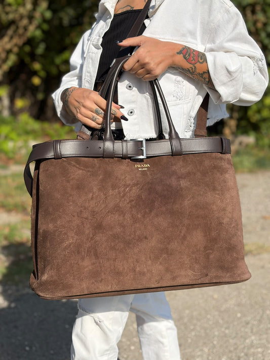 Tote Prada Buckle marrone