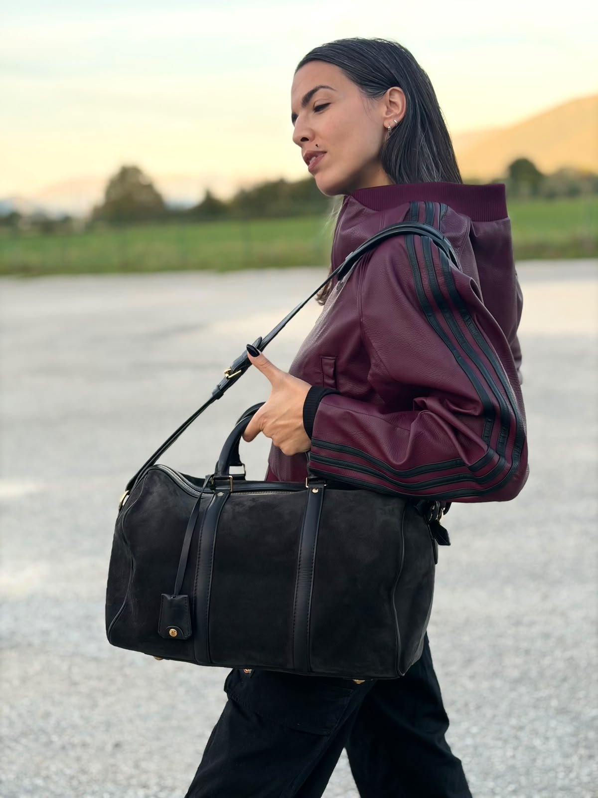 Bauletto Sofia Coppola Louis Vuitton in camoscio nero