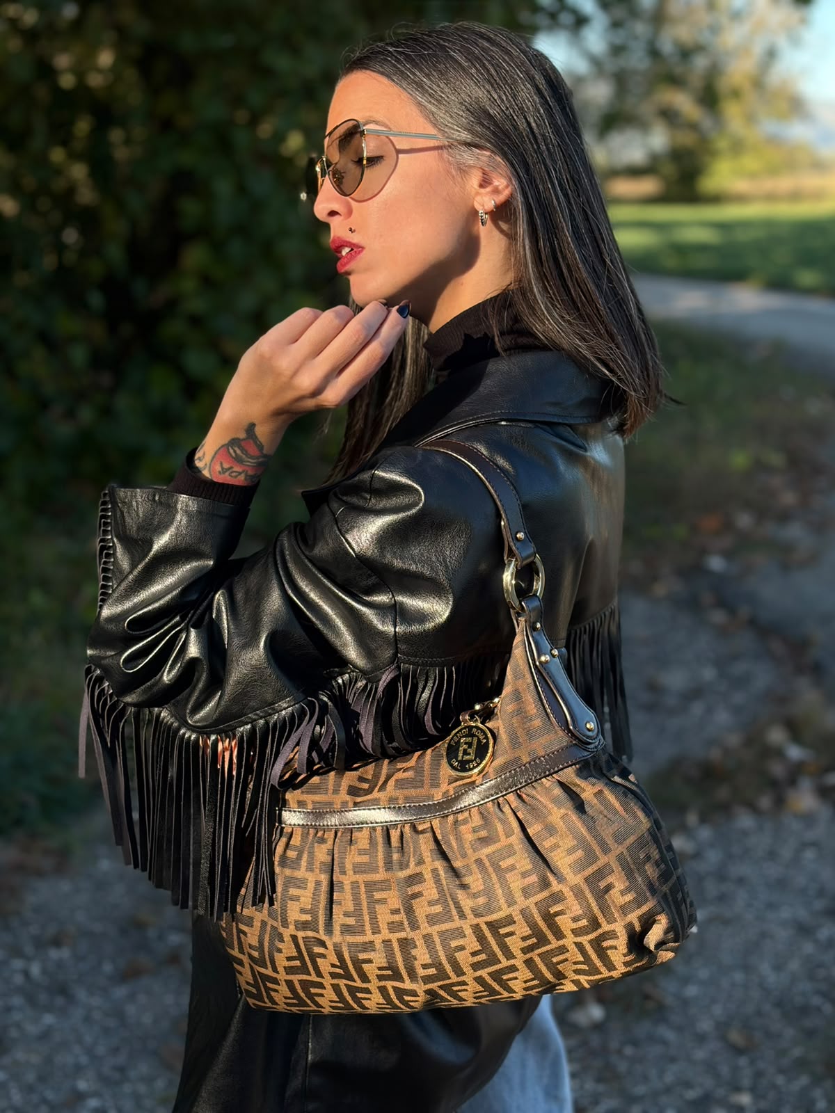 Hobo Fendi Hobo Chef Zucca in tessuto marrone