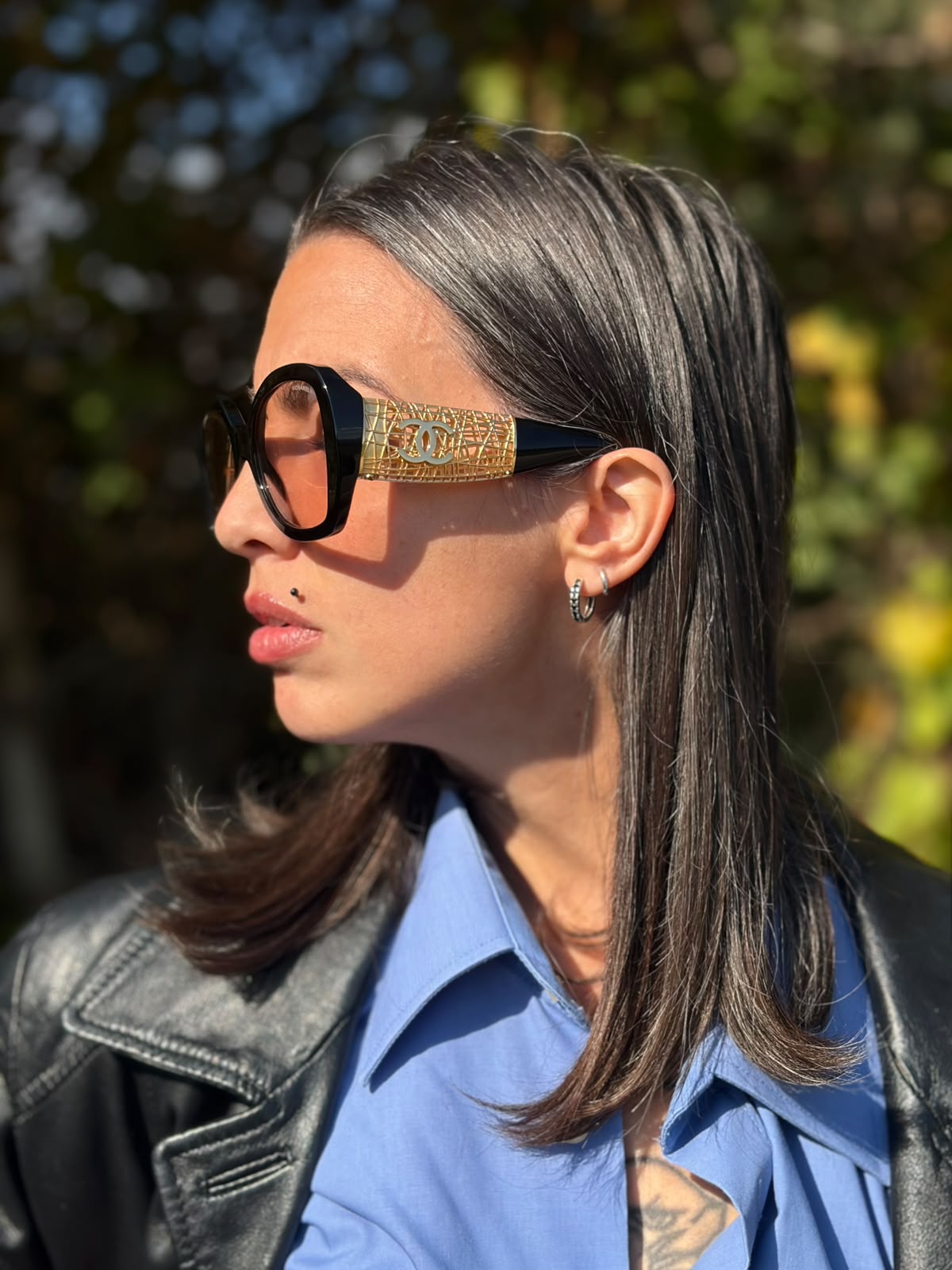 Occhiali da sole Chanel in acetato oro