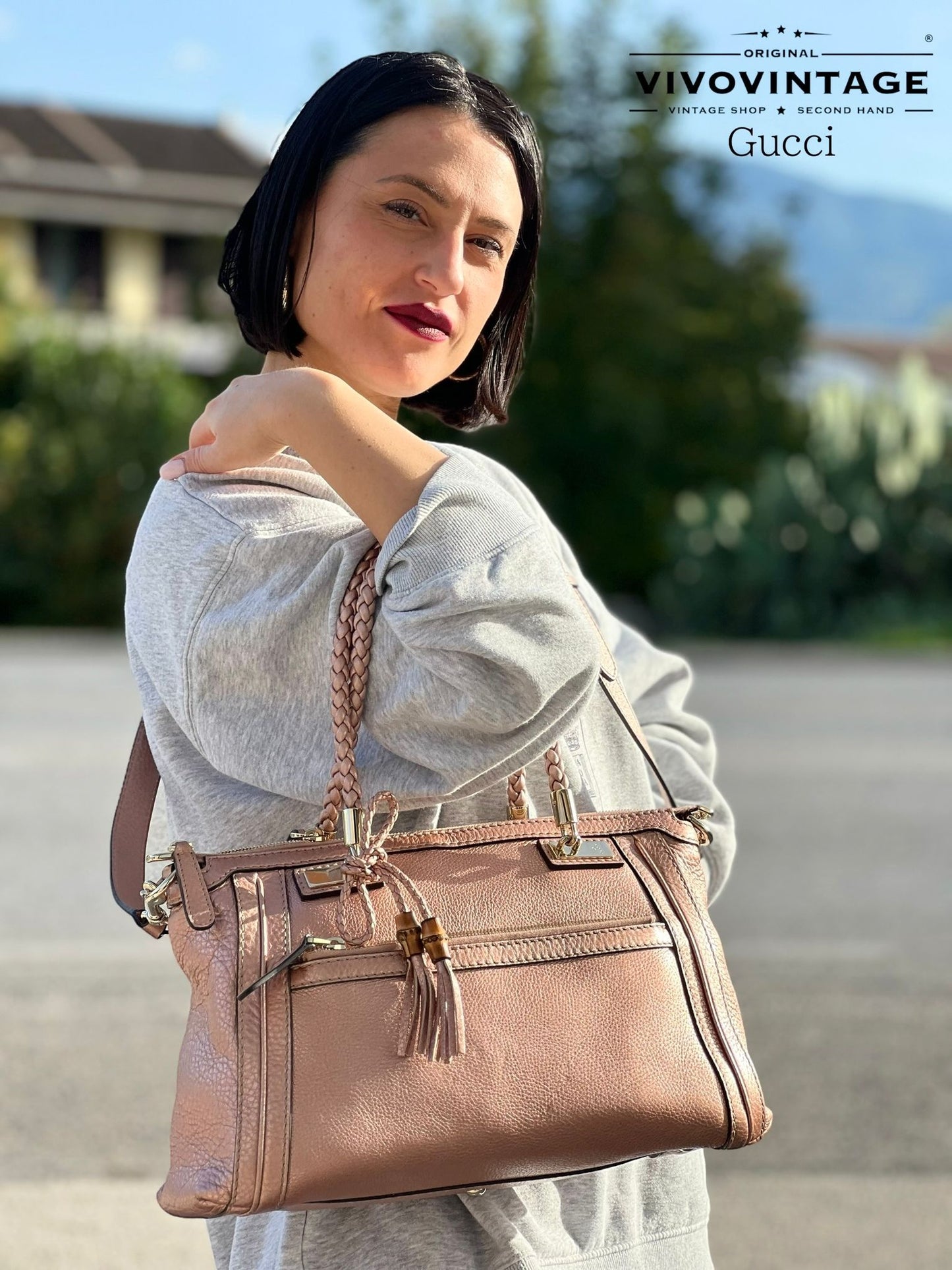 Satchel Gucci laminata bamboo