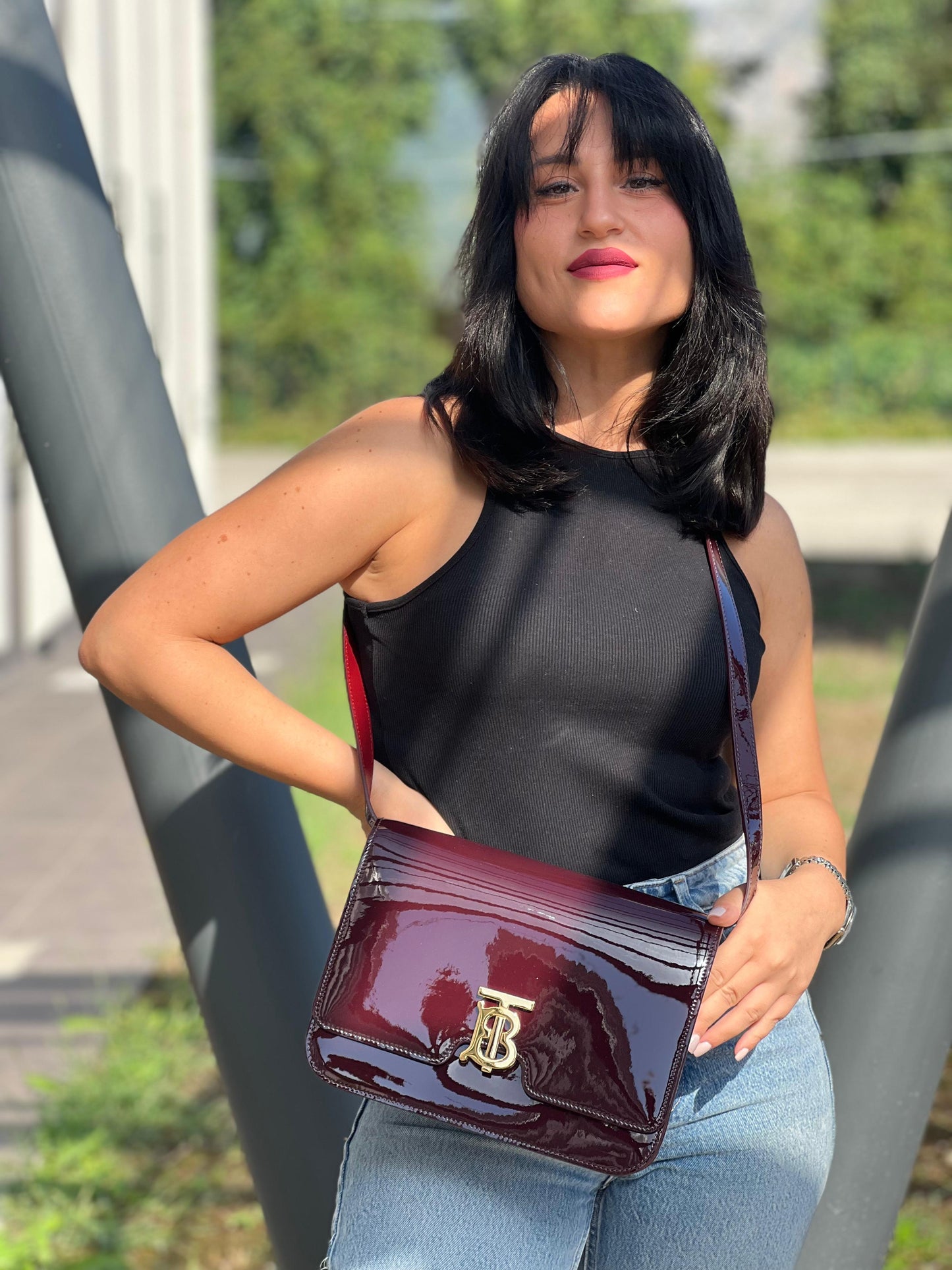 Tracolla Burberry vernis TB