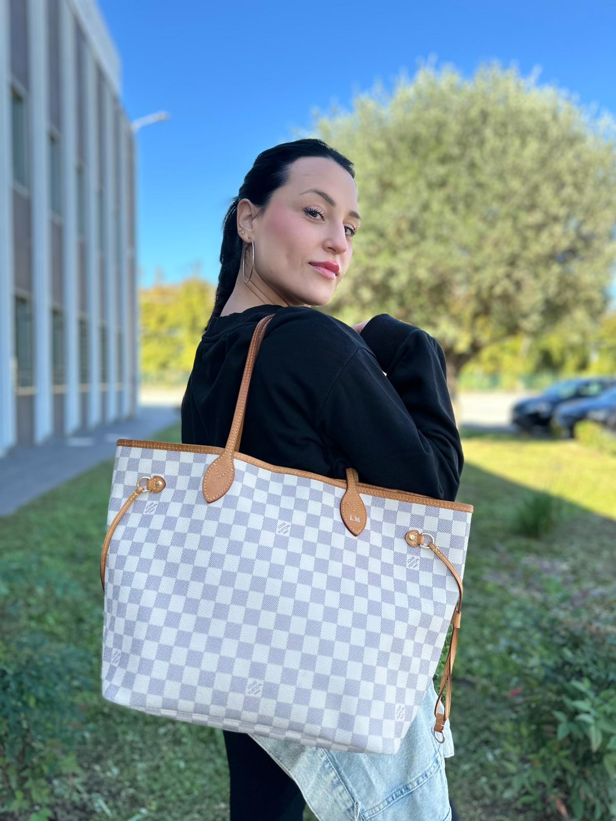 Neverfull MM Damier Azur Louis Vuitton personalizzata