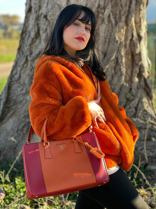 Borsa Prada Galleria Saffiano Double Zip bicolor