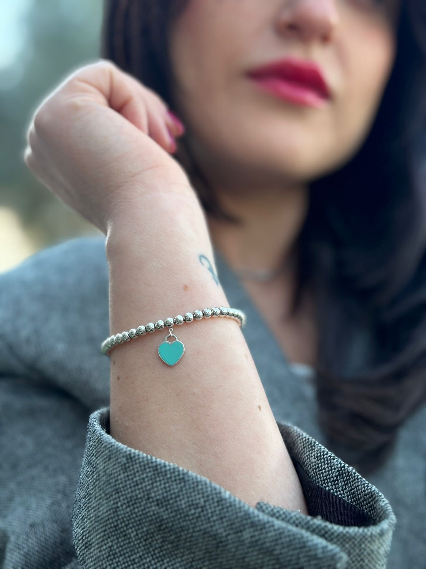 Bracciale Bead Heart Tag Tiffany Blue