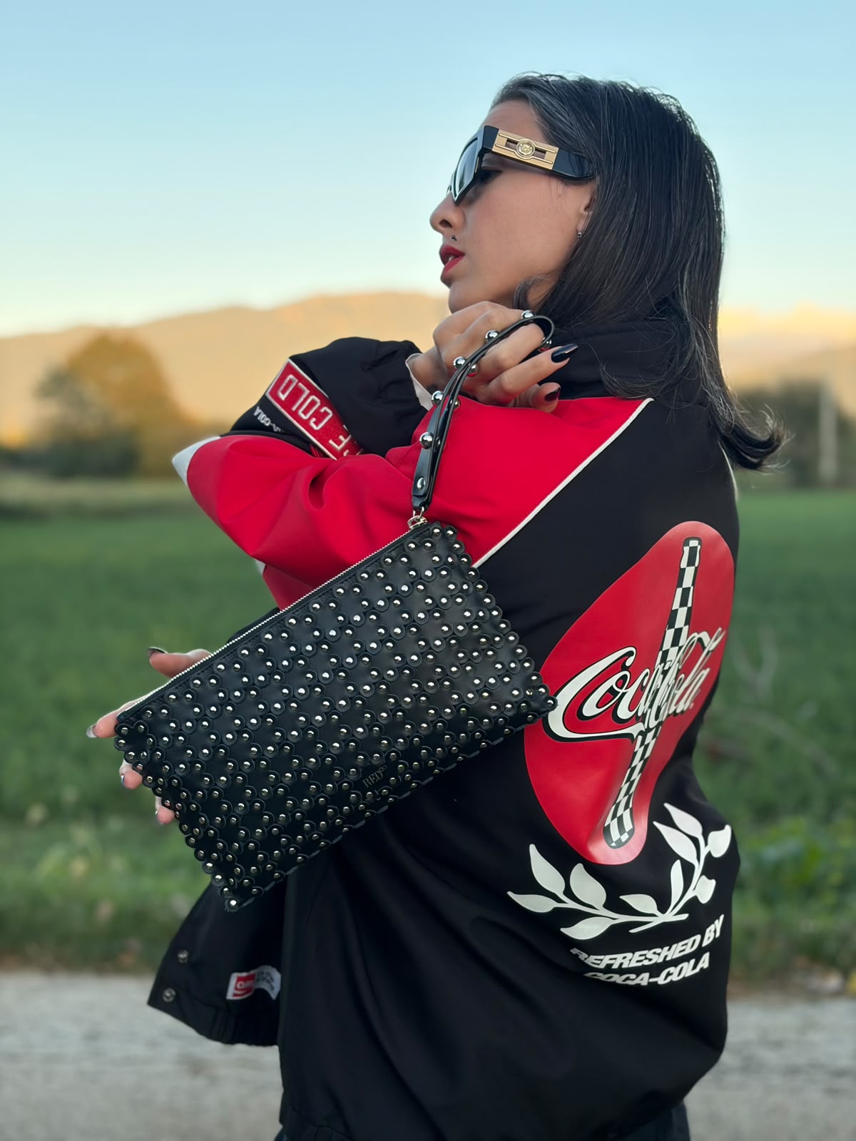 Pochette Red Valentino Garavani nera in pelle nero