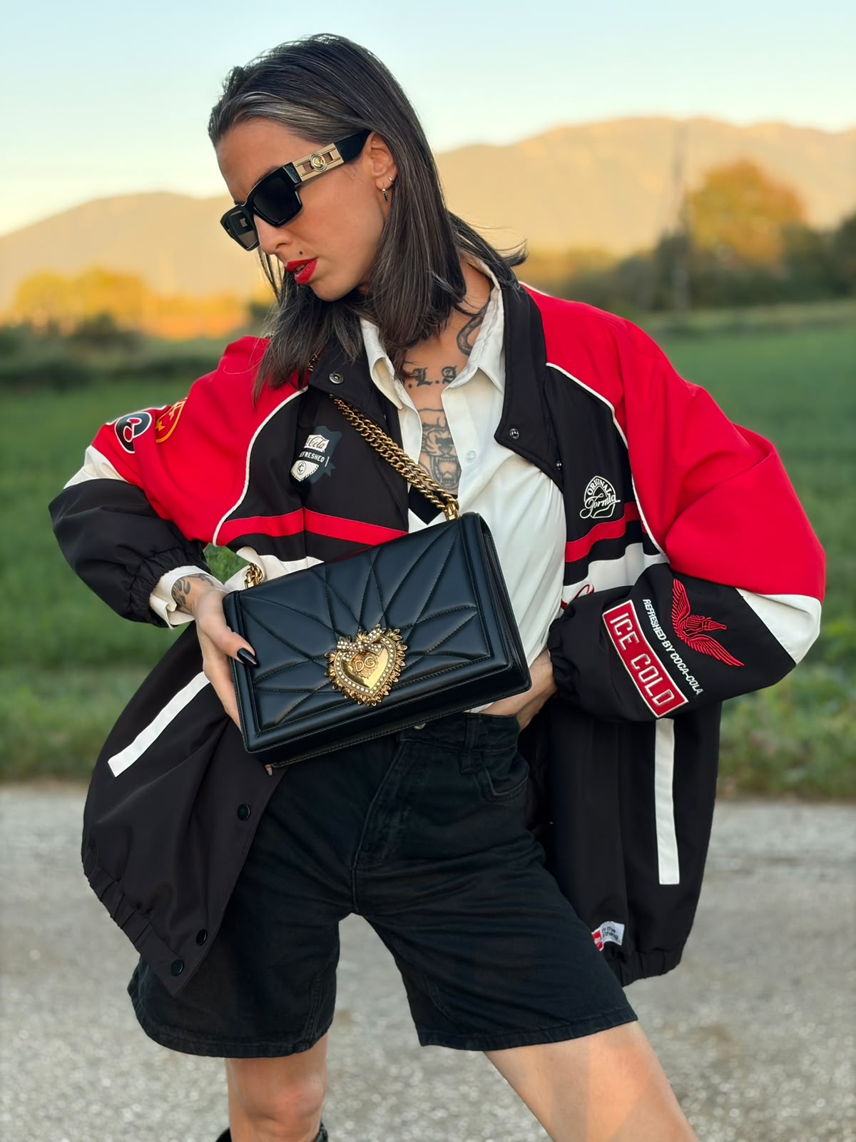 Tracolla Devotion D&G in pelle nero