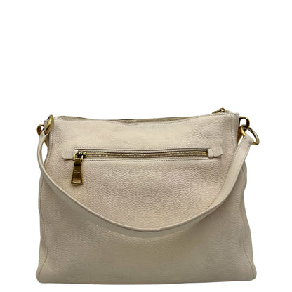 Retro  Borsa Prada in pelle Martellata bianca con manico singolo e metalleria dorata, da indossare a spalla. Originale, usata, di lusso, in ottime condizioni.
