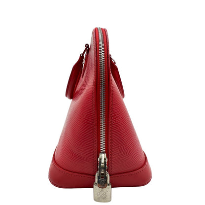 Borsa Alma PM Louis Vuitton in pelle Epi rossa con parti metalliche argentate munita di due manici stondati