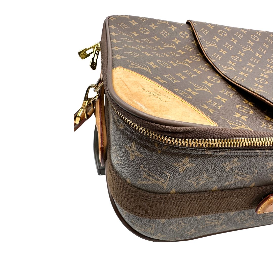  Valigia Louis Vuitton in canvas marrone monogram con dettagli in vacchetta naturale e parti metalliche dorate
