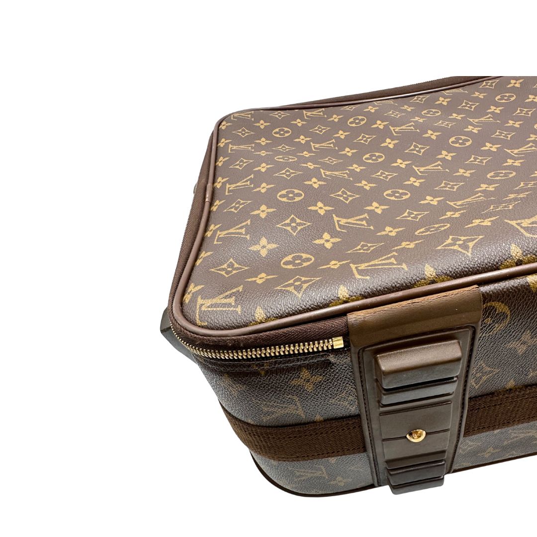 Valigia Louis Vuitton in canvas marrone monogram con dettagli in vacchetta naturale e parti metalliche dorate