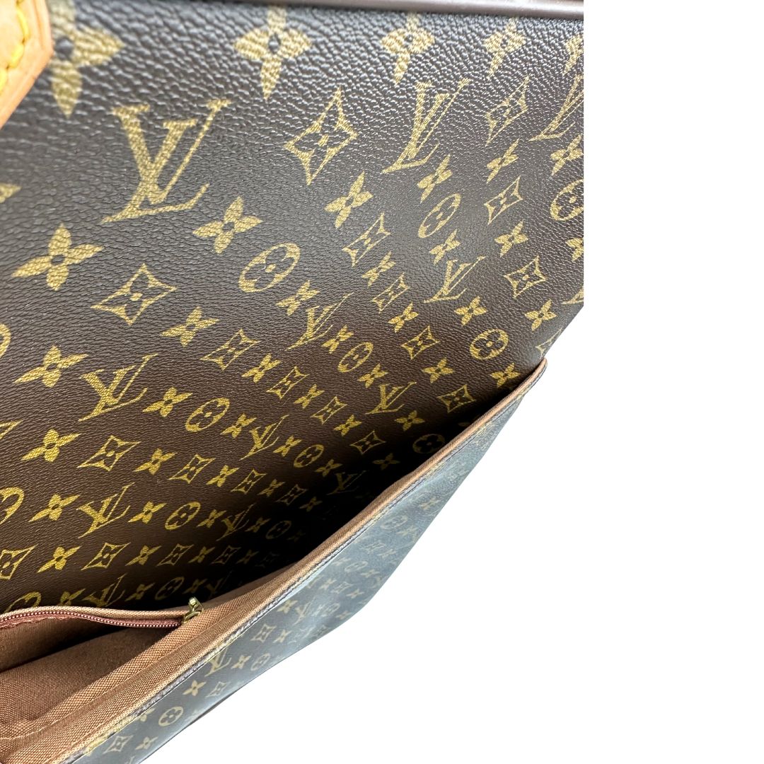 Valigia Louis Vuitton in canvas marrone monogram con dettagli in vacchetta naturale e parti metalliche dorate