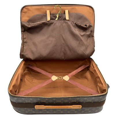 Interno Valigia Louis Vuitton in canvas marrone monogram con dettagli in vacchetta naturale e parti metalliche dorate