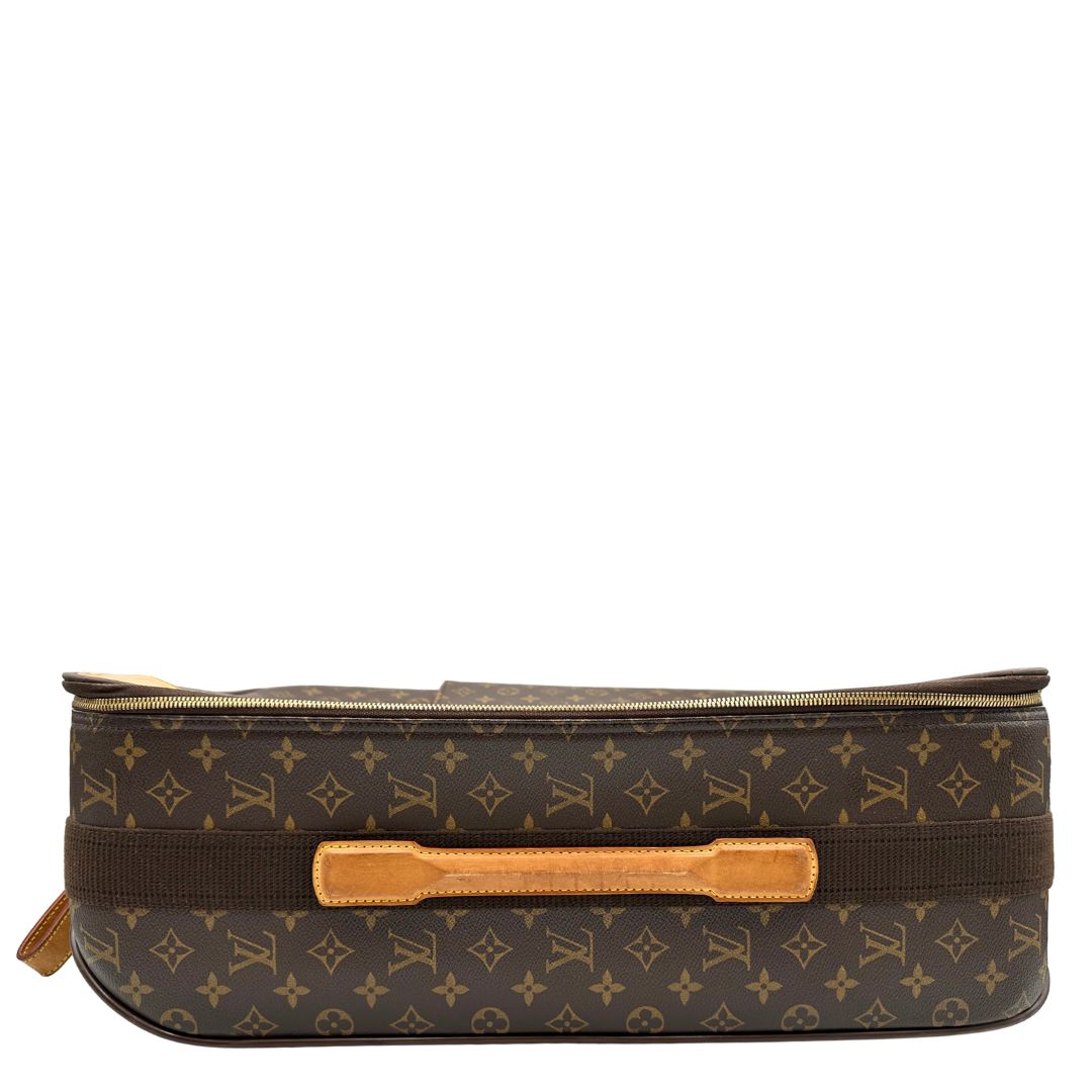  Valigia Louis Vuitton in canvas marrone monogram con dettagli in vacchetta naturale e parti metalliche dorate