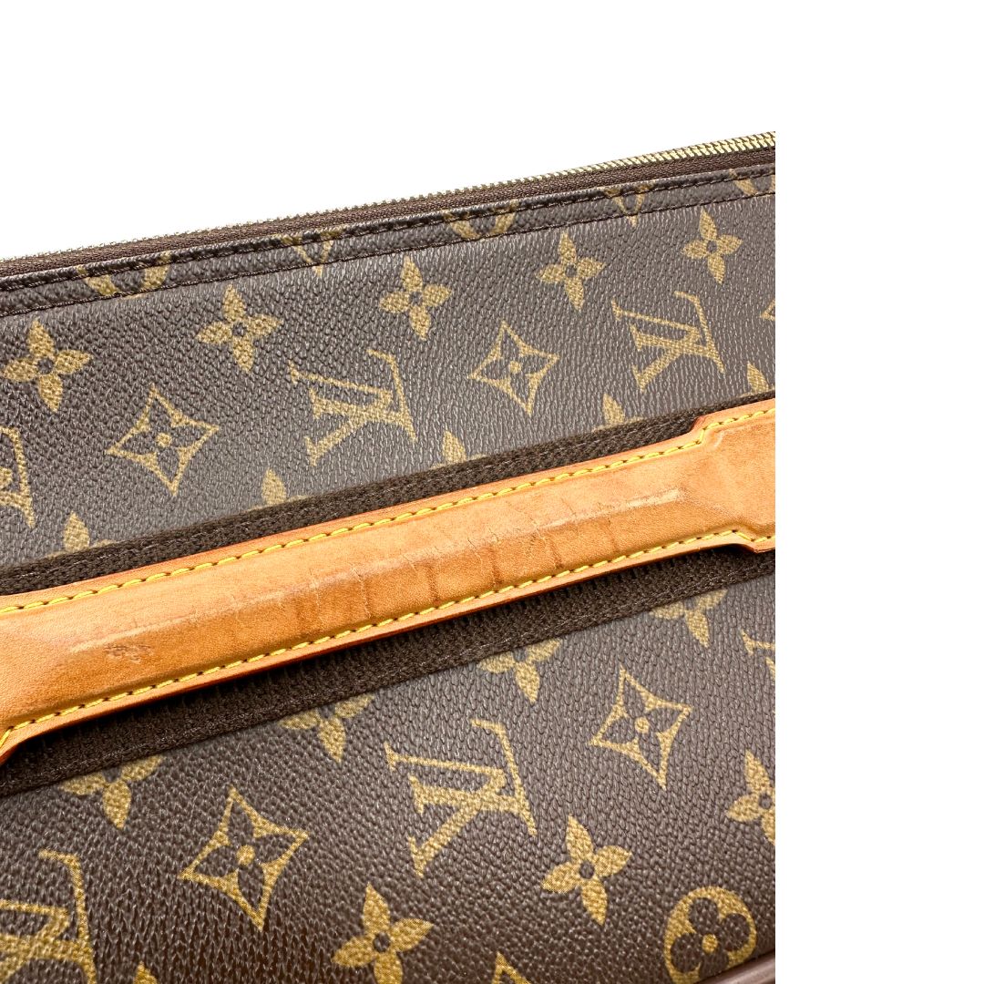 Valigia Louis Vuitton in canvas marrone monogram con dettagli in vacchetta naturale e parti metalliche dorate