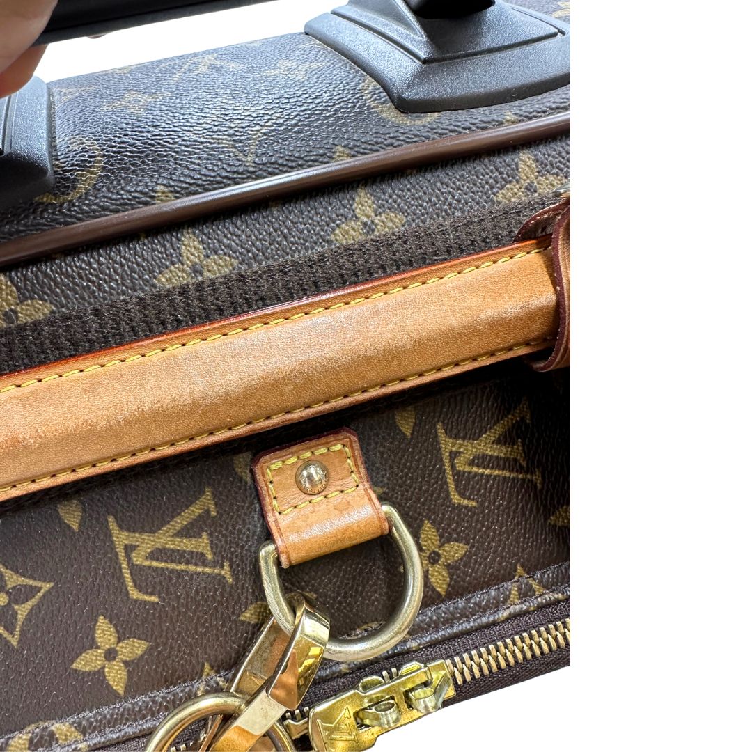 Valigia Louis Vuitton in canvas marrone monogram con dettagli in vacchetta naturale e parti metalliche dorate