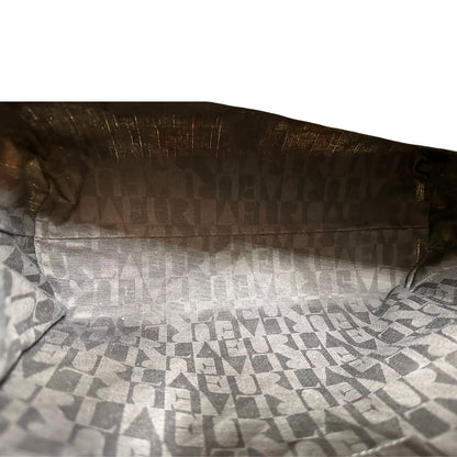 Interno Borsa Furla in fibra sintetica multicolore stampata con fantasia artistica surreale e manici rigidi marroni in acetato con inserti metalliche dorate. Completa di dustbag. Originale, usata, di lusso, in ottime condizioni