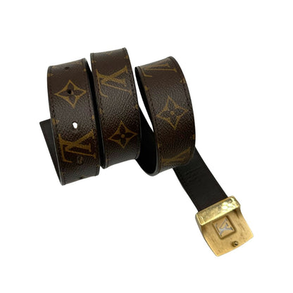  Cintura LV in canvas monogrammato con fibbia in metallo dorato. Originale, usata, di lusso, in ottime condizion