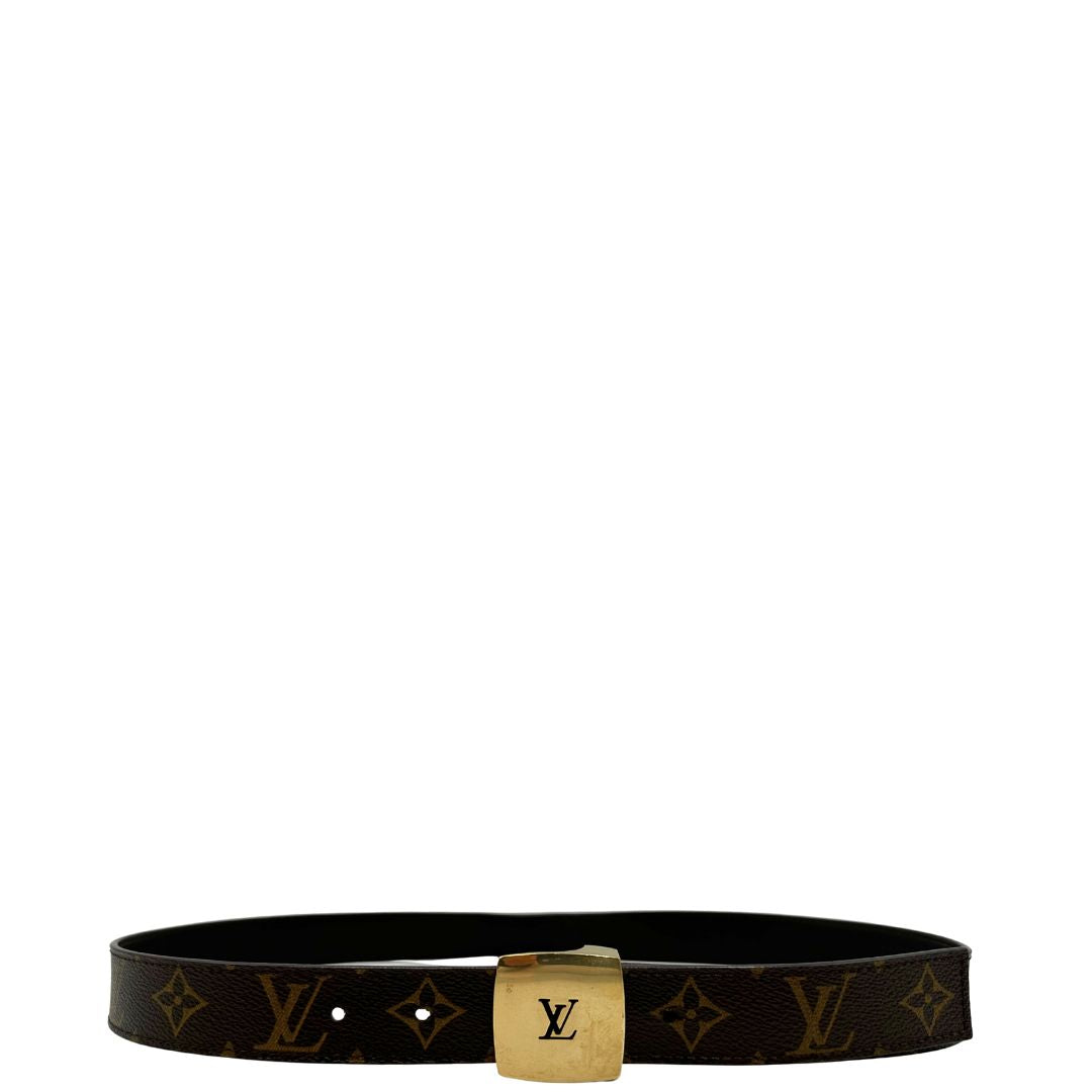  Cintura LV in canvas monogrammato con fibbia in metallo dorato. Originale, usata, di lusso, in ottime condizion