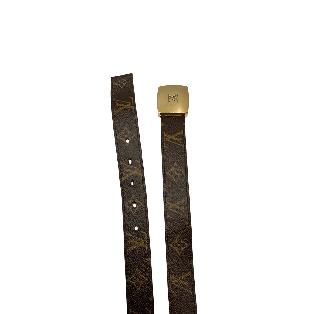  Cintura LV in canvas monogrammato con fibbia in metallo dorato. Originale, usata, di lusso, in ottime condizion