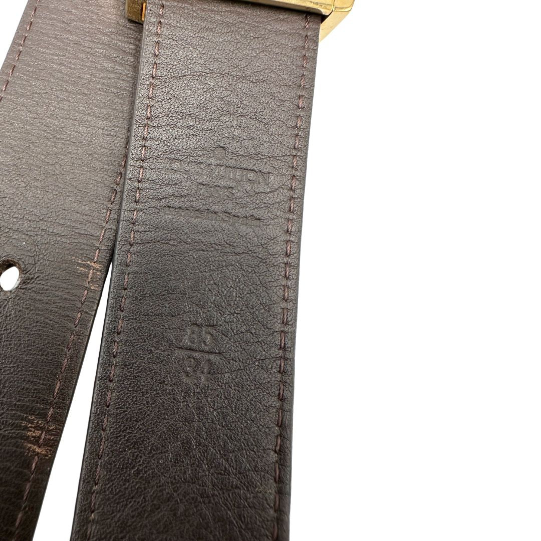  Cintura LV in canvas monogrammato con fibbia in metallo dorato. Originale, usata, di lusso, in ottime condizion