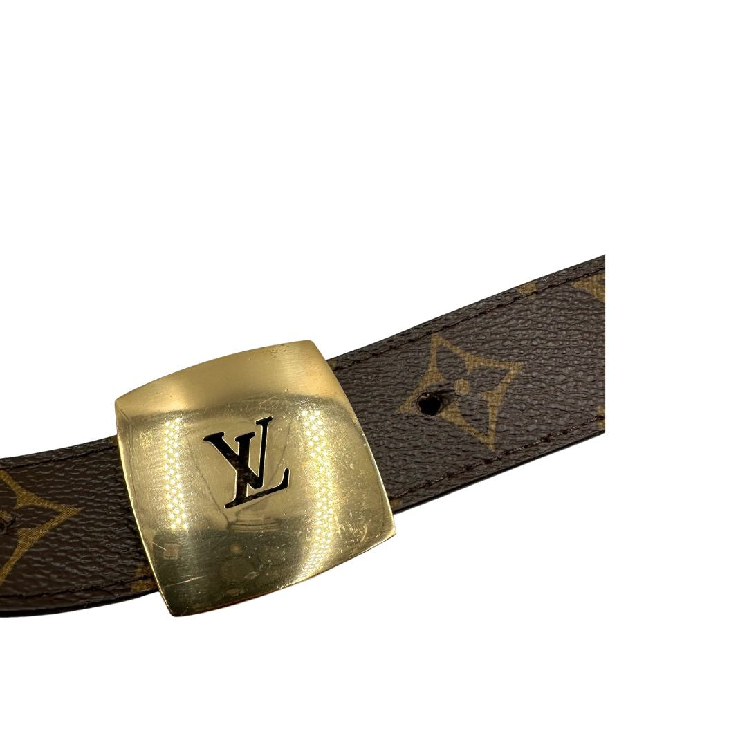  Cintura LV in canvas monogrammato con fibbia in metallo dorato. Originale, usata, di lusso, in ottime condizion