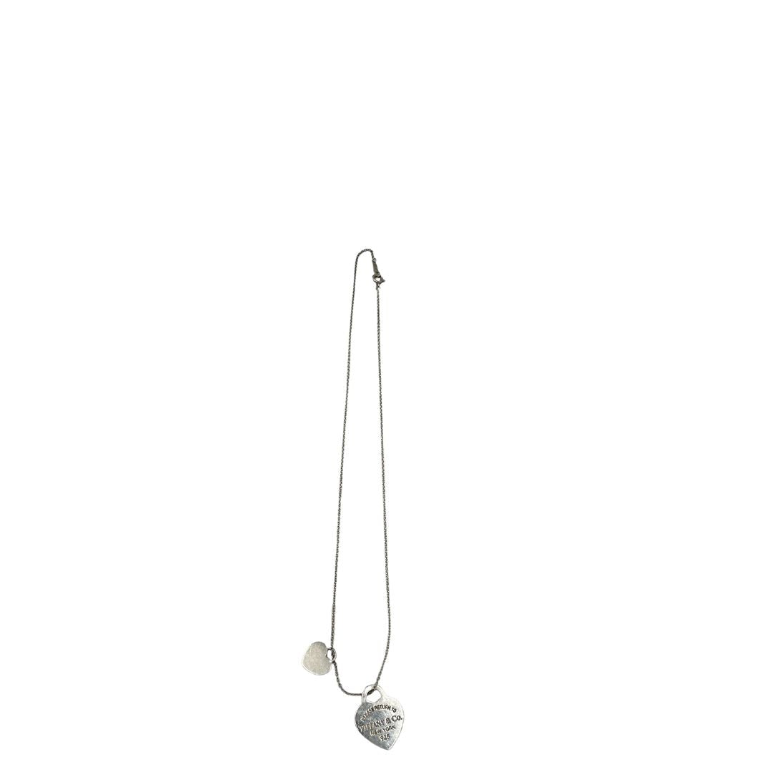  Collana Tiffany in argento 925 con ciondoli cuore. Originale, usata, di lusso, in ottime condizioni