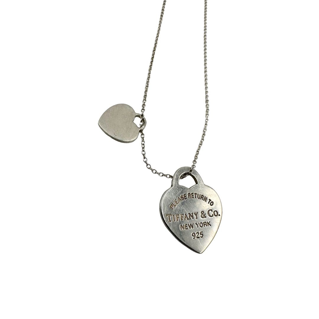  Collana Tiffany in argento 925 con ciondoli cuore. Originale, usata, di lusso, in ottime condizioni