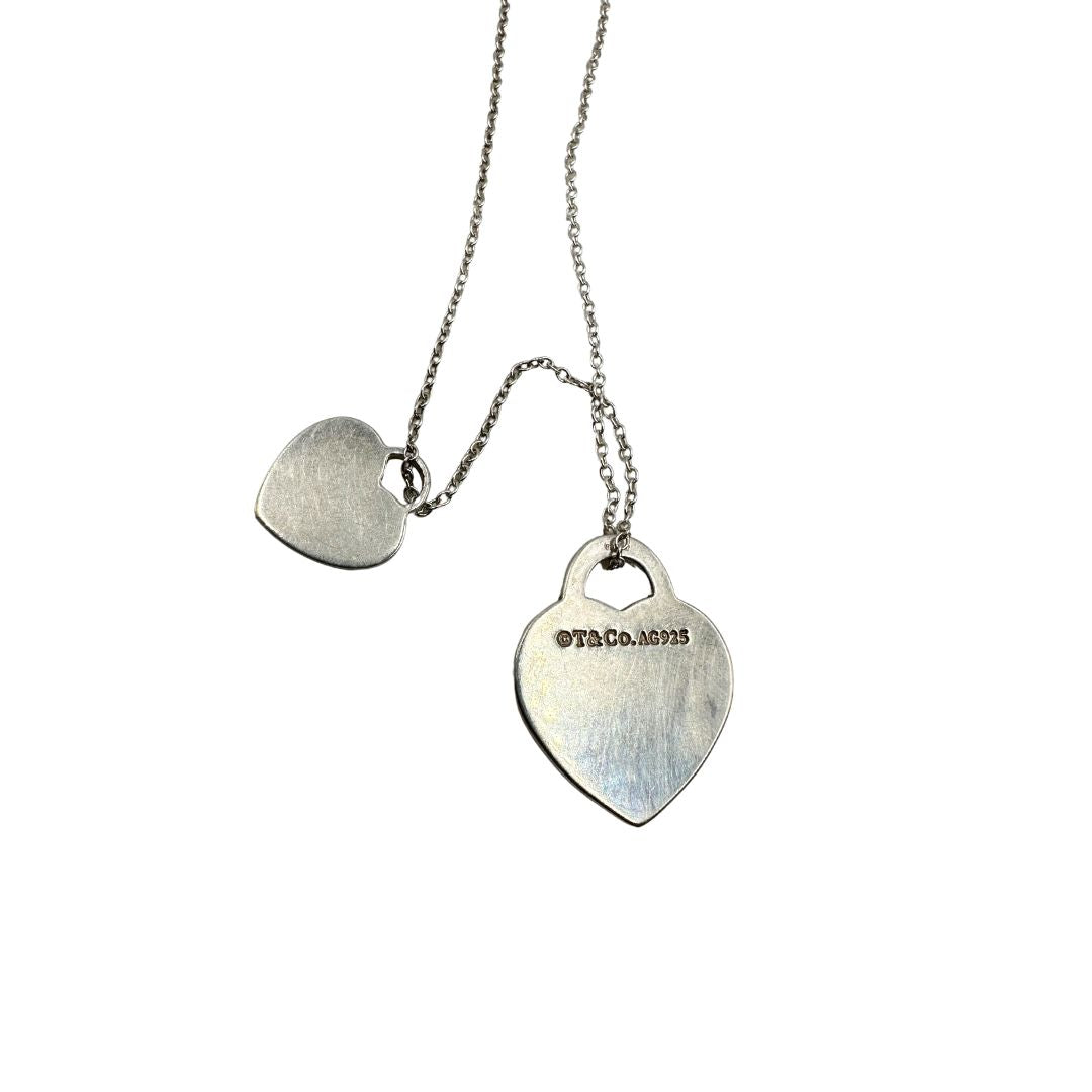  Collana Tiffany in argento 925 con ciondoli cuore. Originale, usata, di lusso, in ottime condizioni