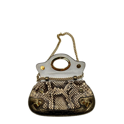 interno Pochette Dolce & Gabbana sui toni caldi del marrone e del beige, trama animalier e parti metalliche dorate; munita di una mini pochette amovibile. Completa di dustbag, di lusso, originale, ottime condizioni, usata. 