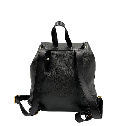 Retro Zaino The Bridge in pelle martellata nera, rifinito con parti metalliche dorate, munito di bretelle in pelle regolabili. Completo di dustbag. Originale, usata, di lusso, in ottime condizioni