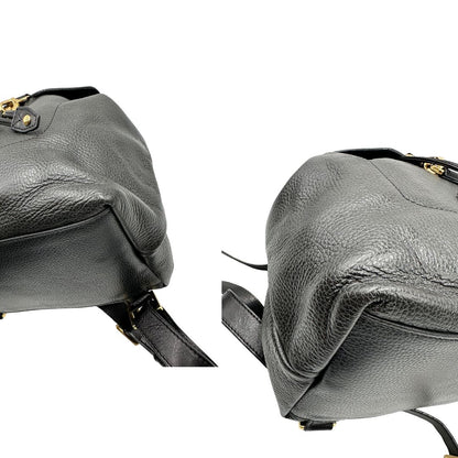 Angoli Zaino The Bridge in pelle martellata nera, rifinito con parti metalliche dorate, munito di bretelle in pelle regolabili. Completo di dustbag. Originale, usata, di lusso, in ottime condizioni