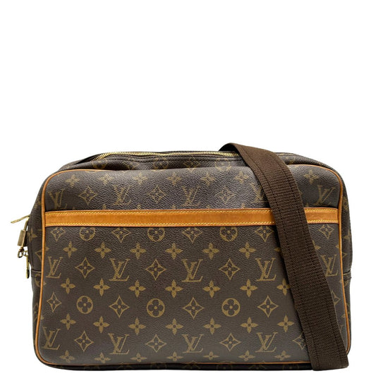 front dellla Borsa Louis Vuitton in canvas marrone monogram con finiture in vacchetta naturale e parti metalliche dorate; munita di una tracolla regolabile in tessuto. Completa di lucchetto e chiavi, di lusso, originale, ottime condizioni.