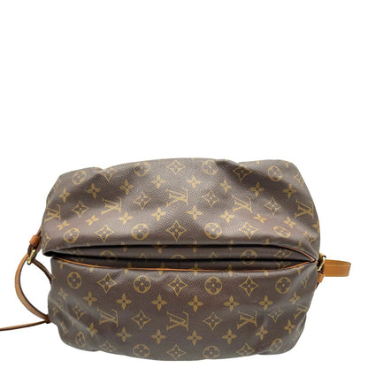 Bae di una Borsa Saumur 35 Louis Vuitton in canvas marrone monogram con finiture in vacchetta naturale e parti metalliche dorate; da indossare a tracolla. Originale, usata, di lusso, in ottime condizioni