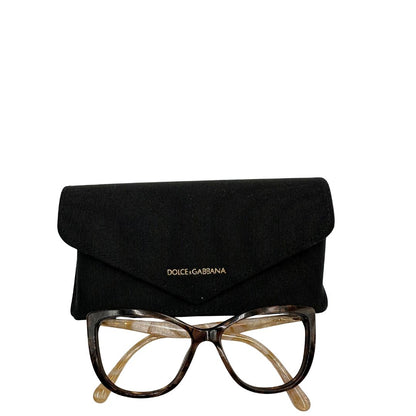 Montatura occhiali Dolce & Gabbana in acetato marrone effetto tartarugato con asticelle beige perlato e dettagli metallici dorati. Originali, usati, di lusso, in ottime condizioni