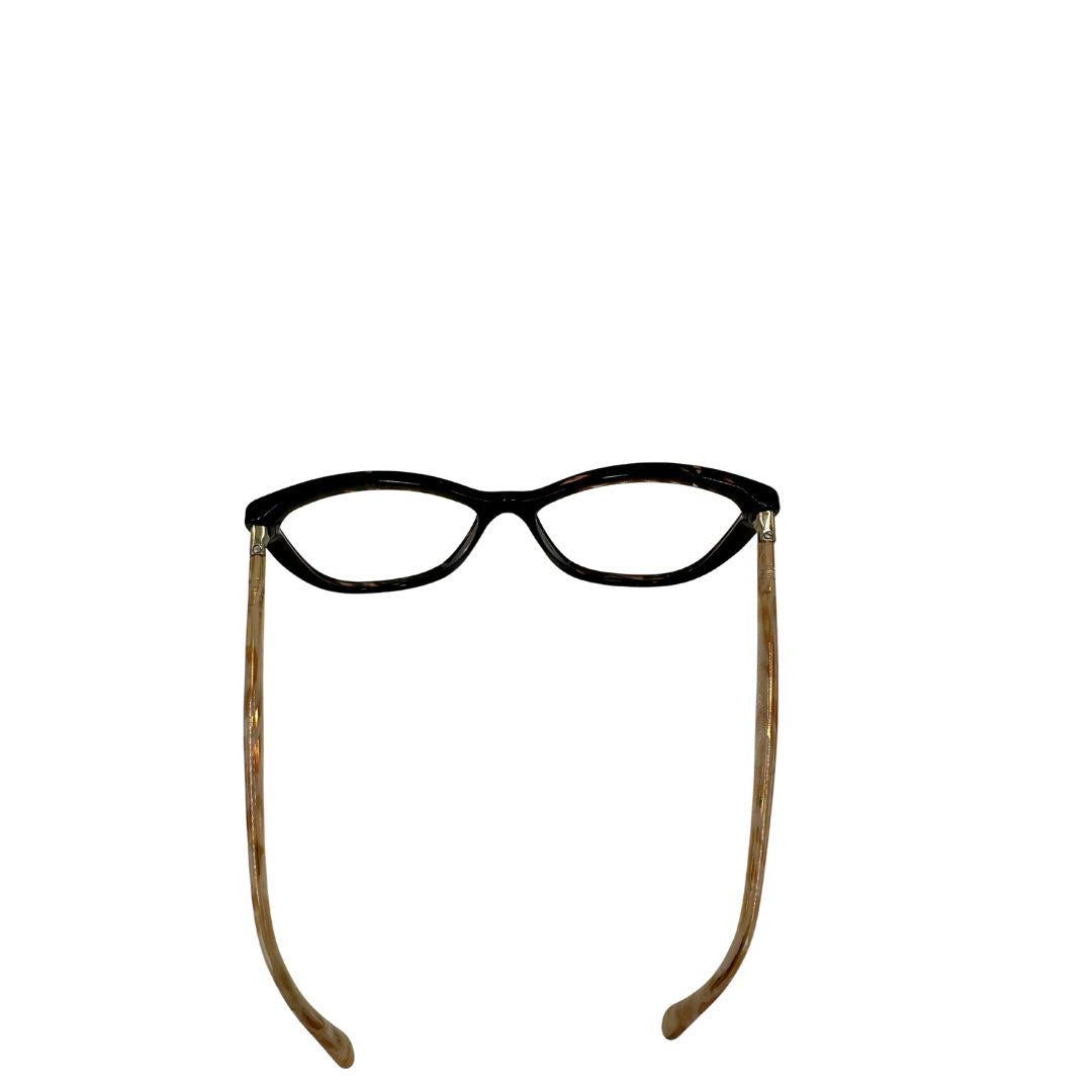 Montatura occhiali Dolce & Gabbana in acetato marrone effetto tartarugato con asticelle beige perlato e dettagli metallici dorati. Originali, usati, di lusso, in ottime condizioni