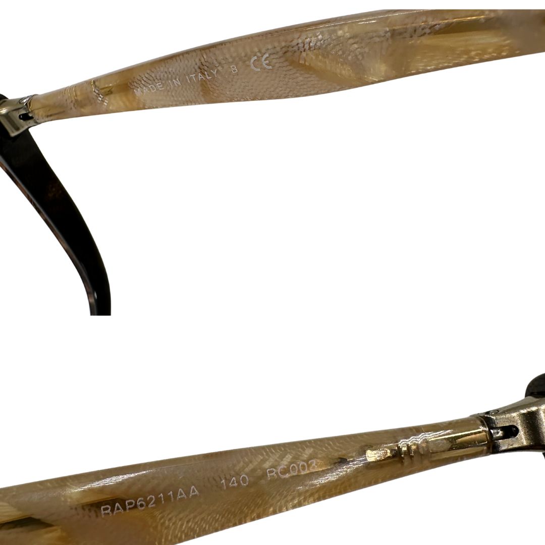 Montatura occhiali Dolce & Gabbana in acetato marrone effetto tartarugato con asticelle beige perlato e dettagli metallici dorati. Originali, usati, di lusso, in ottime condizioni