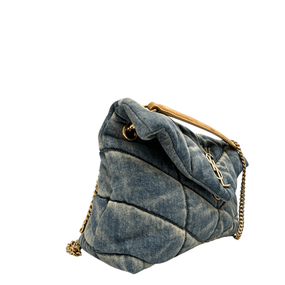 Borsa YSL puffer denim small loulou in blu rodeo. Borse usate originali di lusso